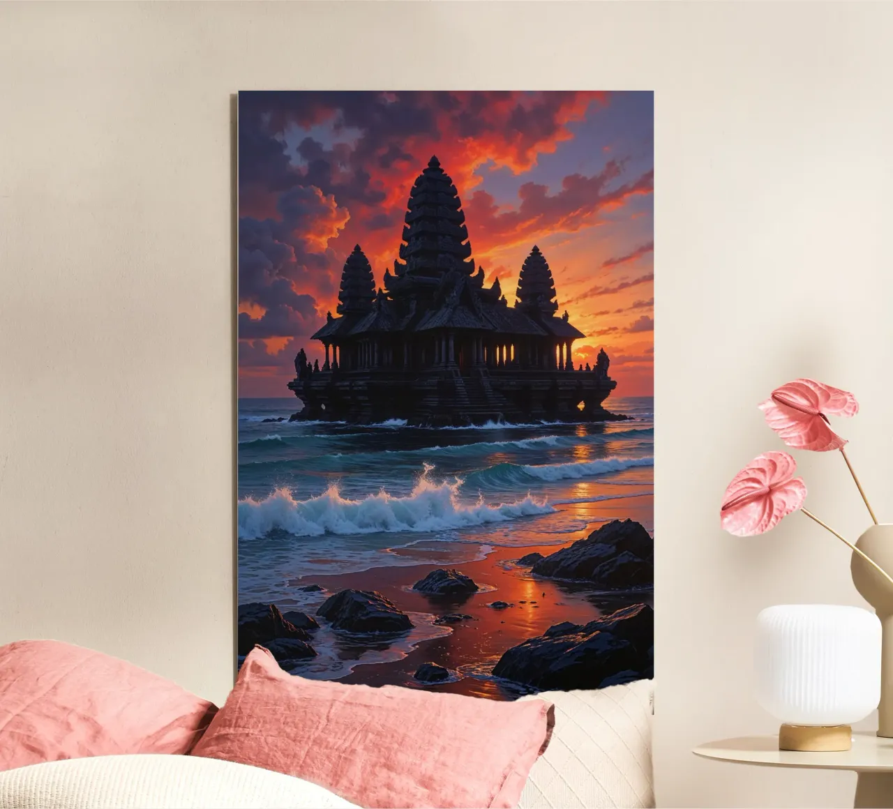 Sacred Balinese Temple at Dusk alluminio dibond da AlbertKlee