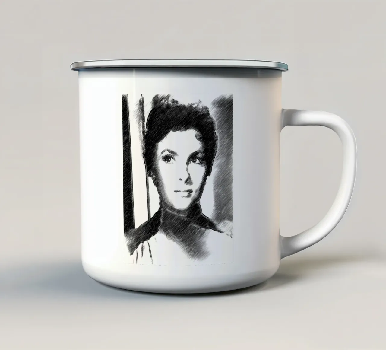 Attrice Gina tazza in smalto da Massimo Frascogna