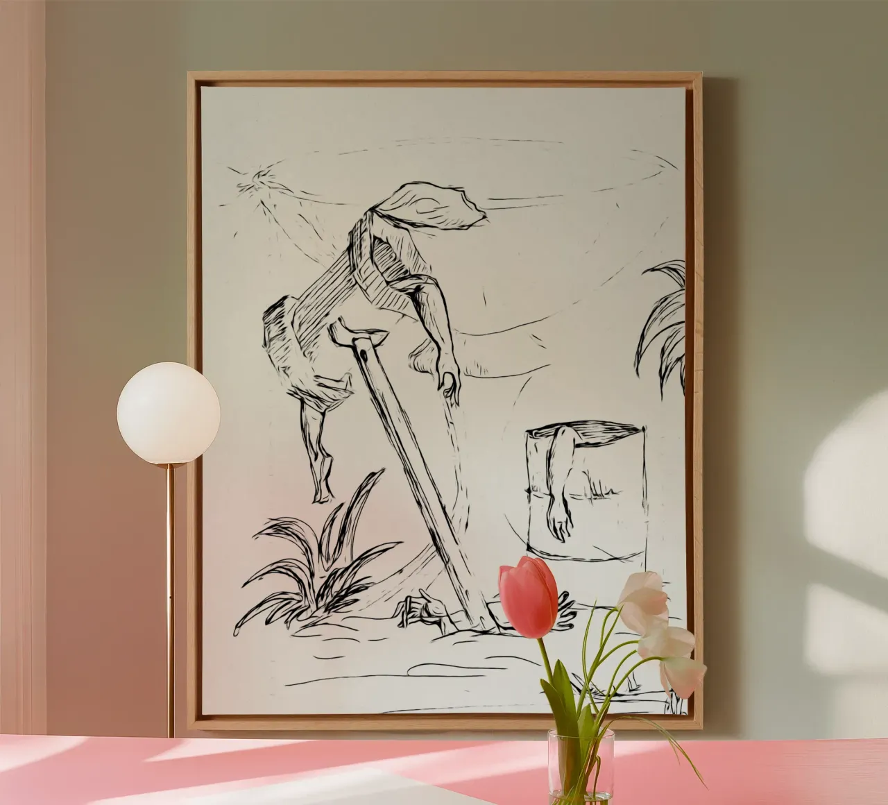 human garbage canvas with Floater frame by Massimo Frascogna