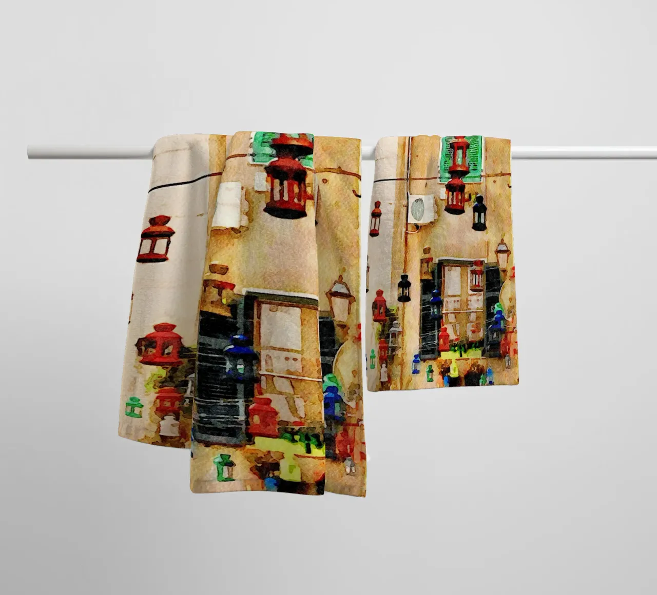 Lanterns and windows towel by Massimo Frascogna