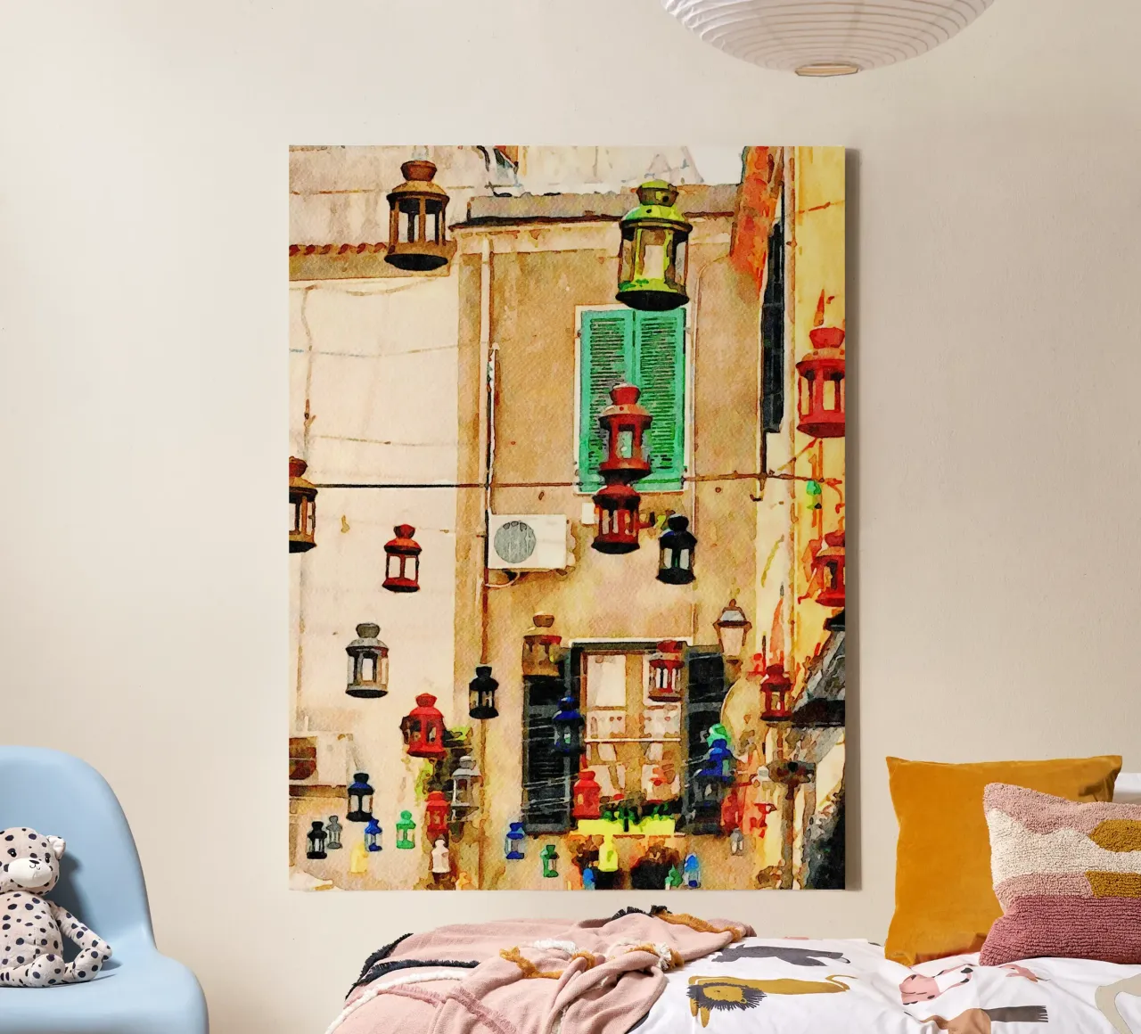 Lantaarns en ramen canvas met Baklijst van Massimo Frascogna