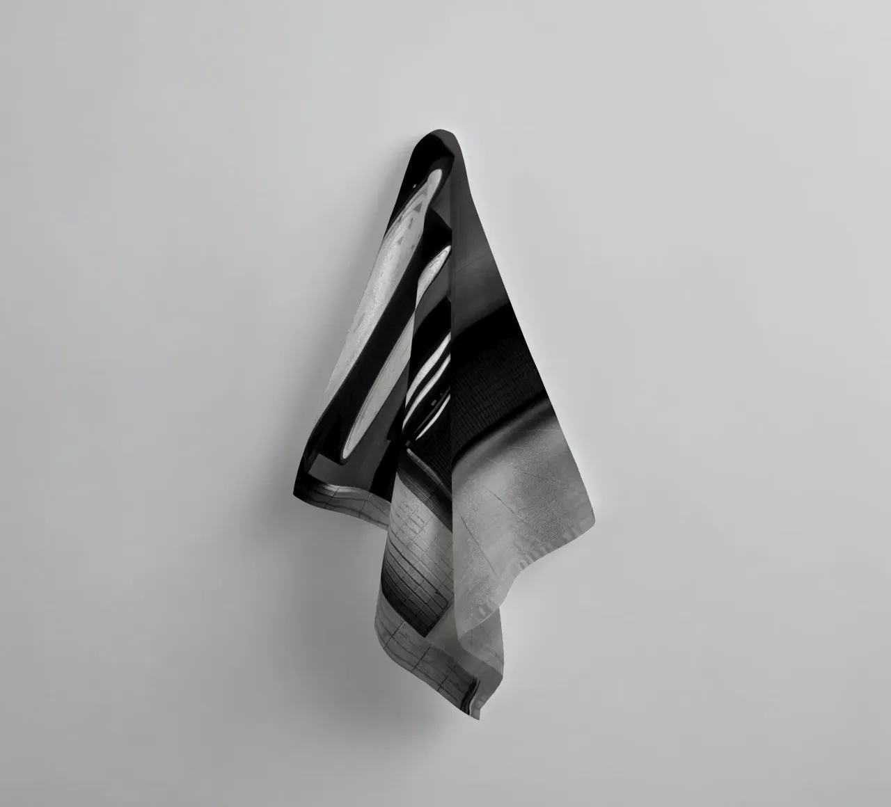 Black and white photo Berlin: Shadow play in a dark tunnel towel by Bold and Retro