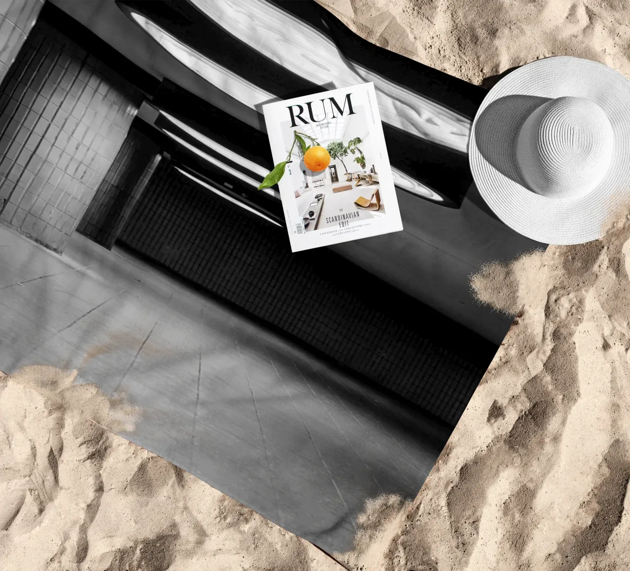Black and white photo Berlin: Shadow play in a dark tunnel beach towel by Bold and Retro