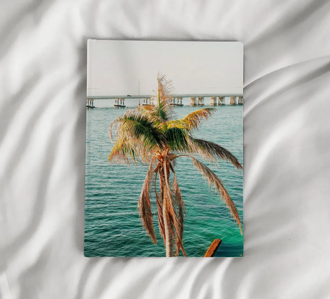 Florida Keys, Tropical Palm - View over ocean and bridge notebook by Bold and Retro