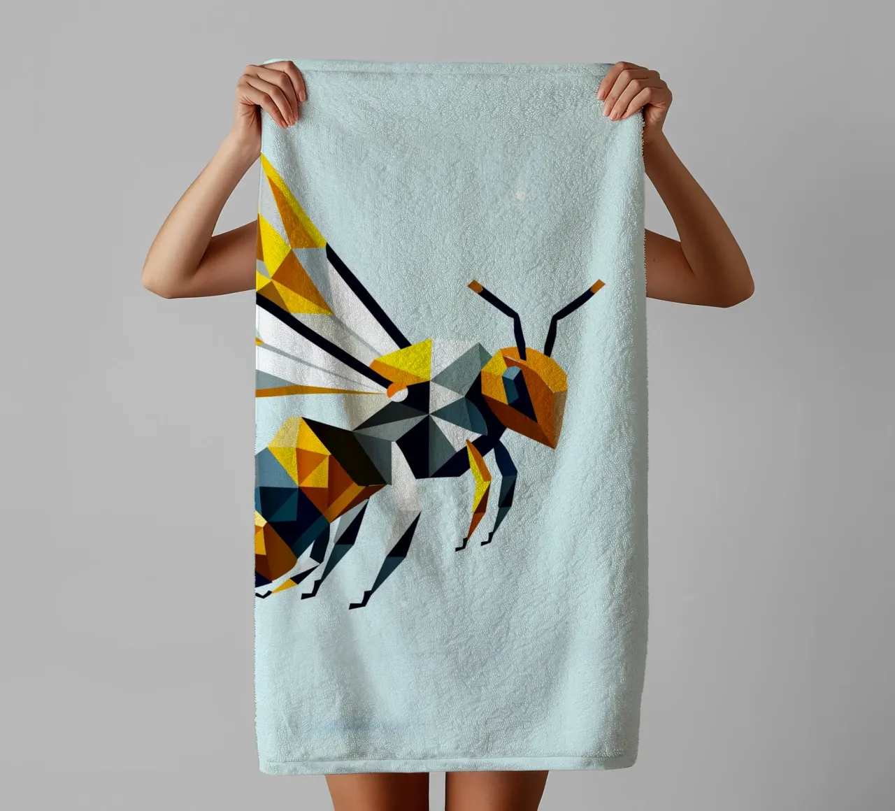 Geometric bee - A masterpiece of polygon art towel by namosh