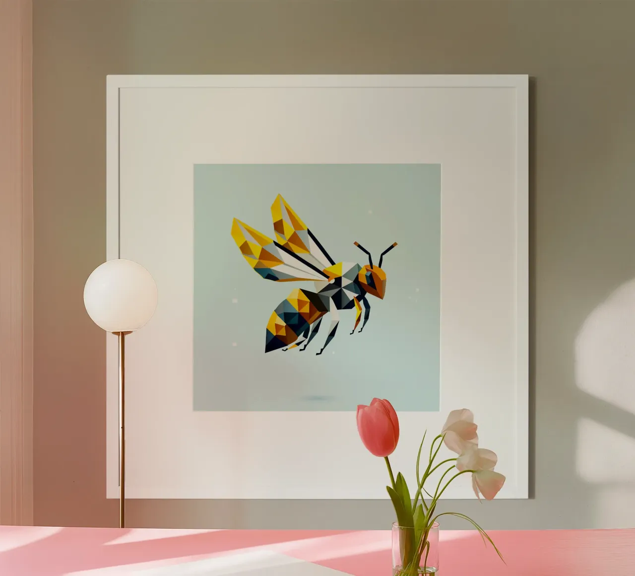 Ape geometrica - Un capolavoro di arte poligonale poster con telaio in alluminio da namosh