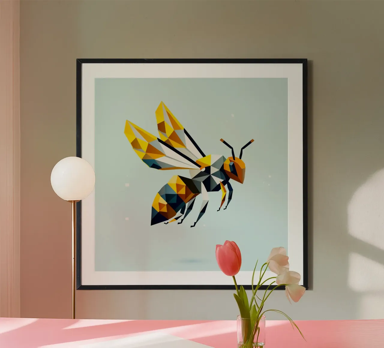 Ape geometrica - Un capolavoro di arte poligonale poster con telaio in alluminio da namosh