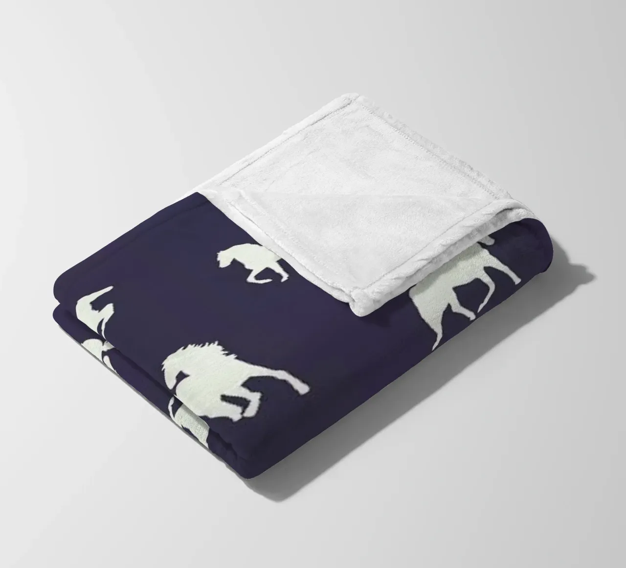 Horse print (Navy slate) fleece blanket by Jacqueline Maldonado