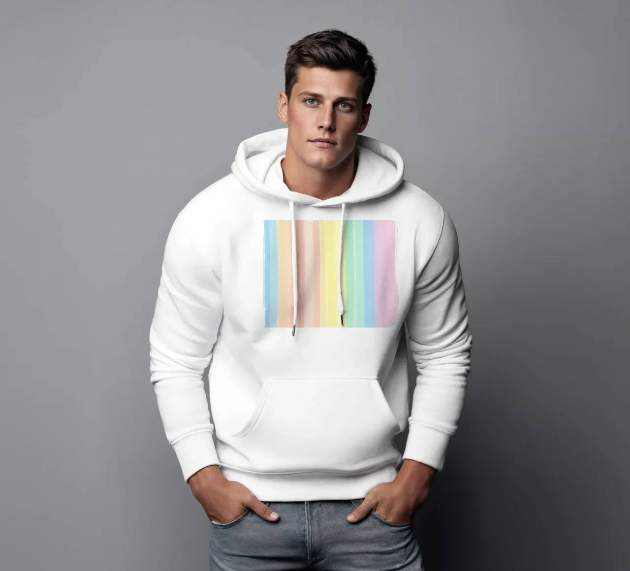 Soft pastel stripes create a calming visual effect hoodie by DesignDoodle