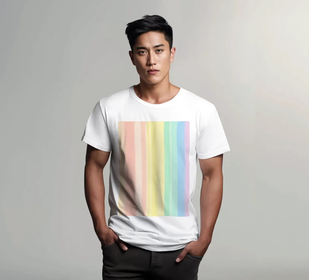 Soft pastel stripes create a calming visual effect t-shirt by DesignDoodle