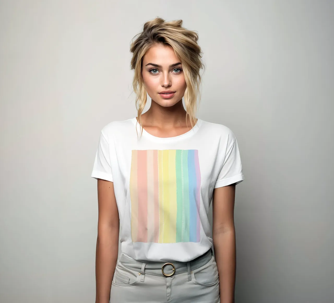 Soft pastel stripes create a calming visual effect women's fitted t-shirt by DesignDoodle