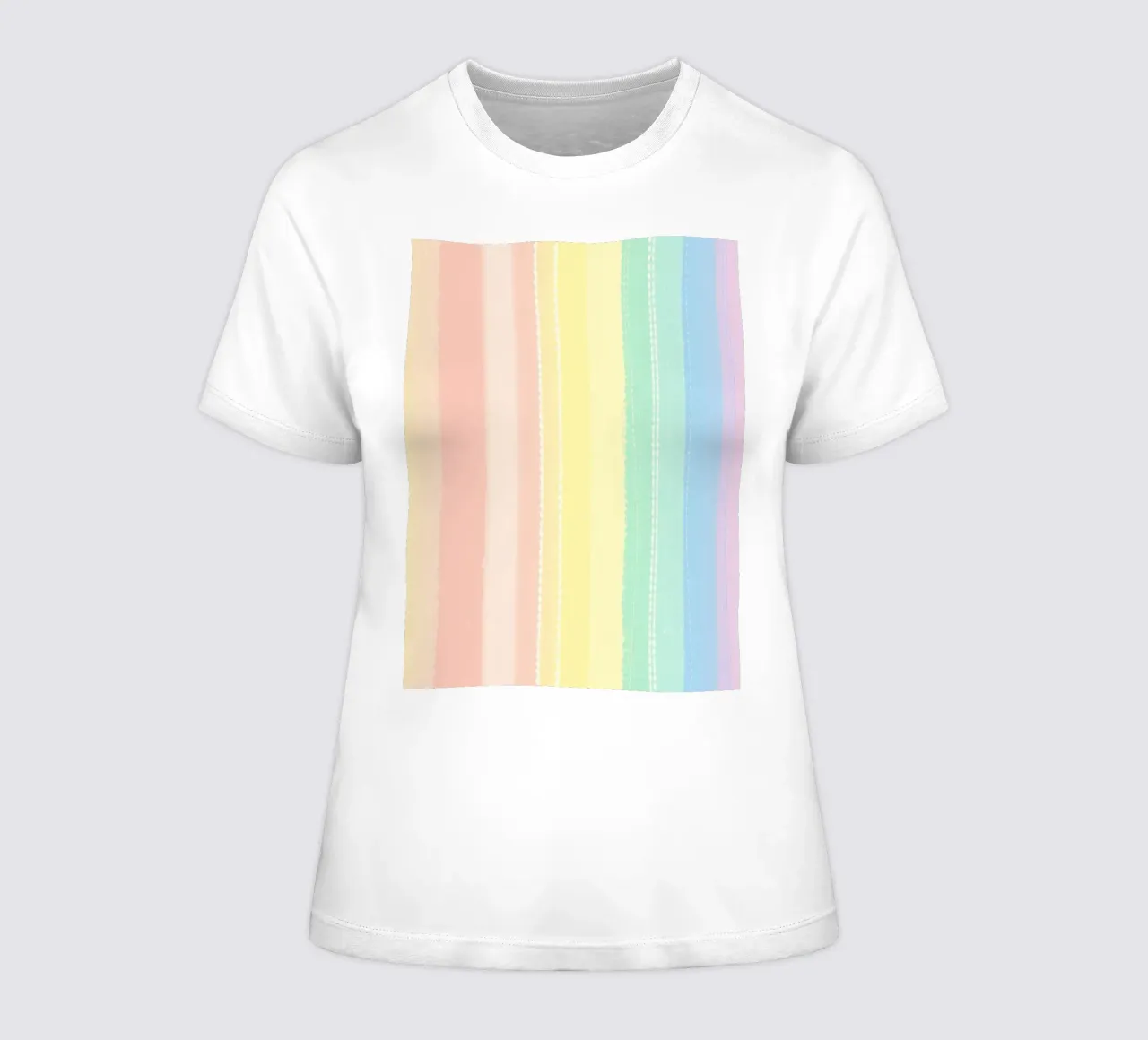 Soft pastel stripes create a calming visual effect women's fitted t-shirt by DesignDoodle