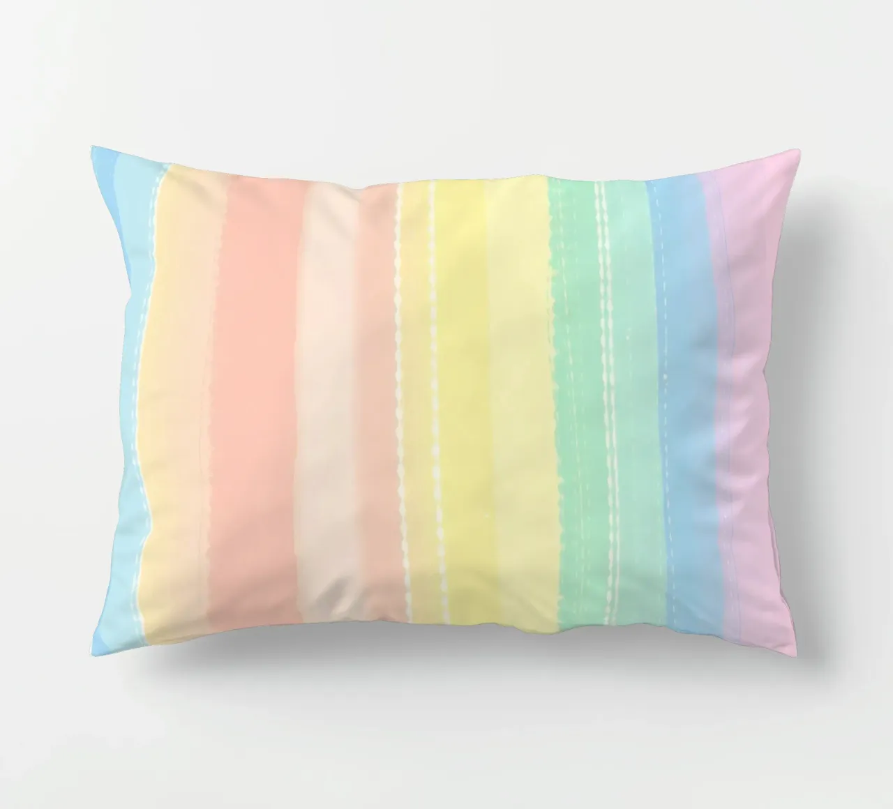 Soft pastel stripes create a calming visual effect decorative cushion by DesignDoodle