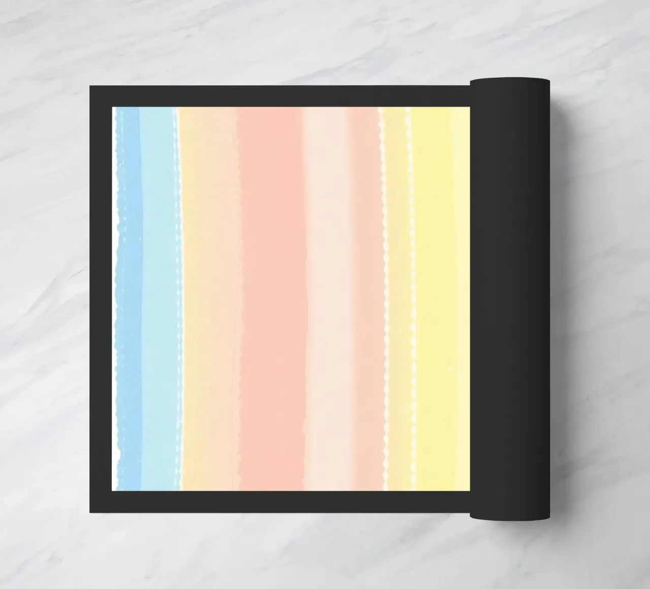 Soft pastel stripes create a calming visual effect doormat by DesignDoodle