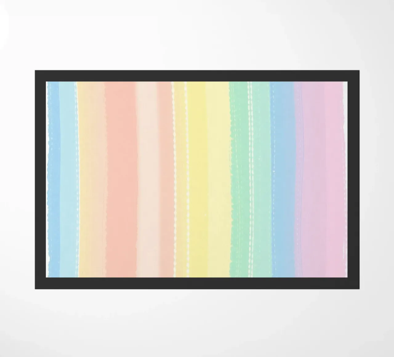 Soft pastel stripes create a calming visual effect doormat by DesignDoodle