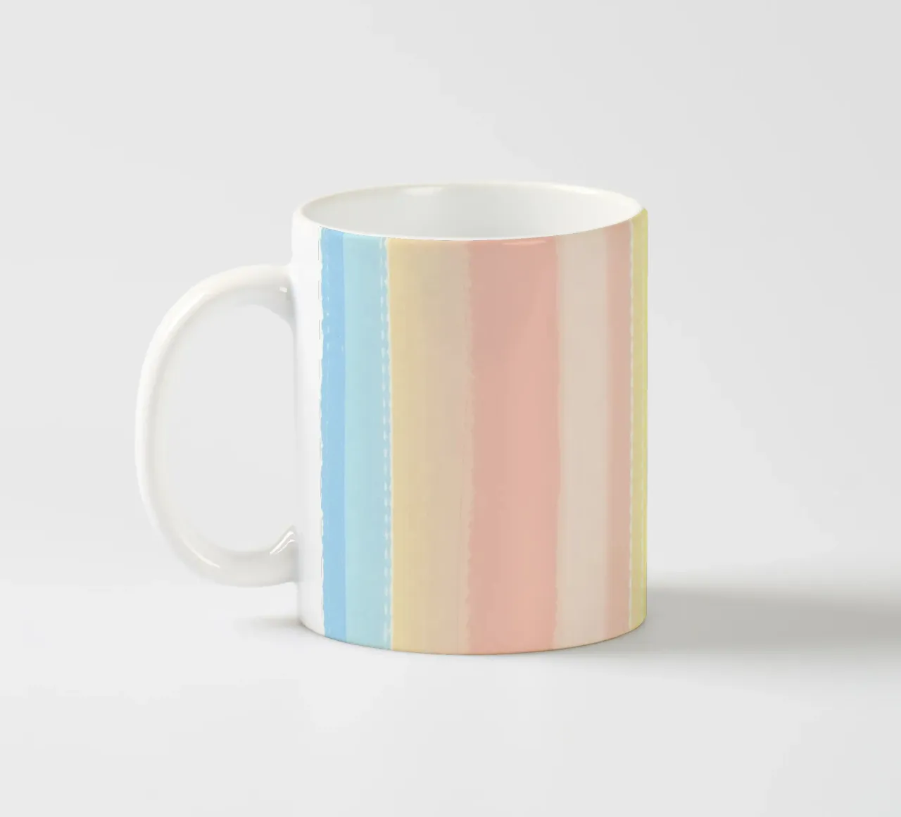 Soft pastel stripes create a calming visual effect ceramic mug by DesignDoodle