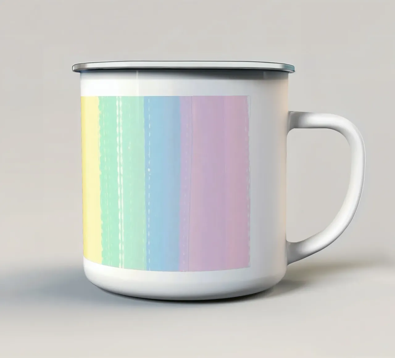 Soft pastel stripes create a calming visual effect enamel mug by DesignDoodle