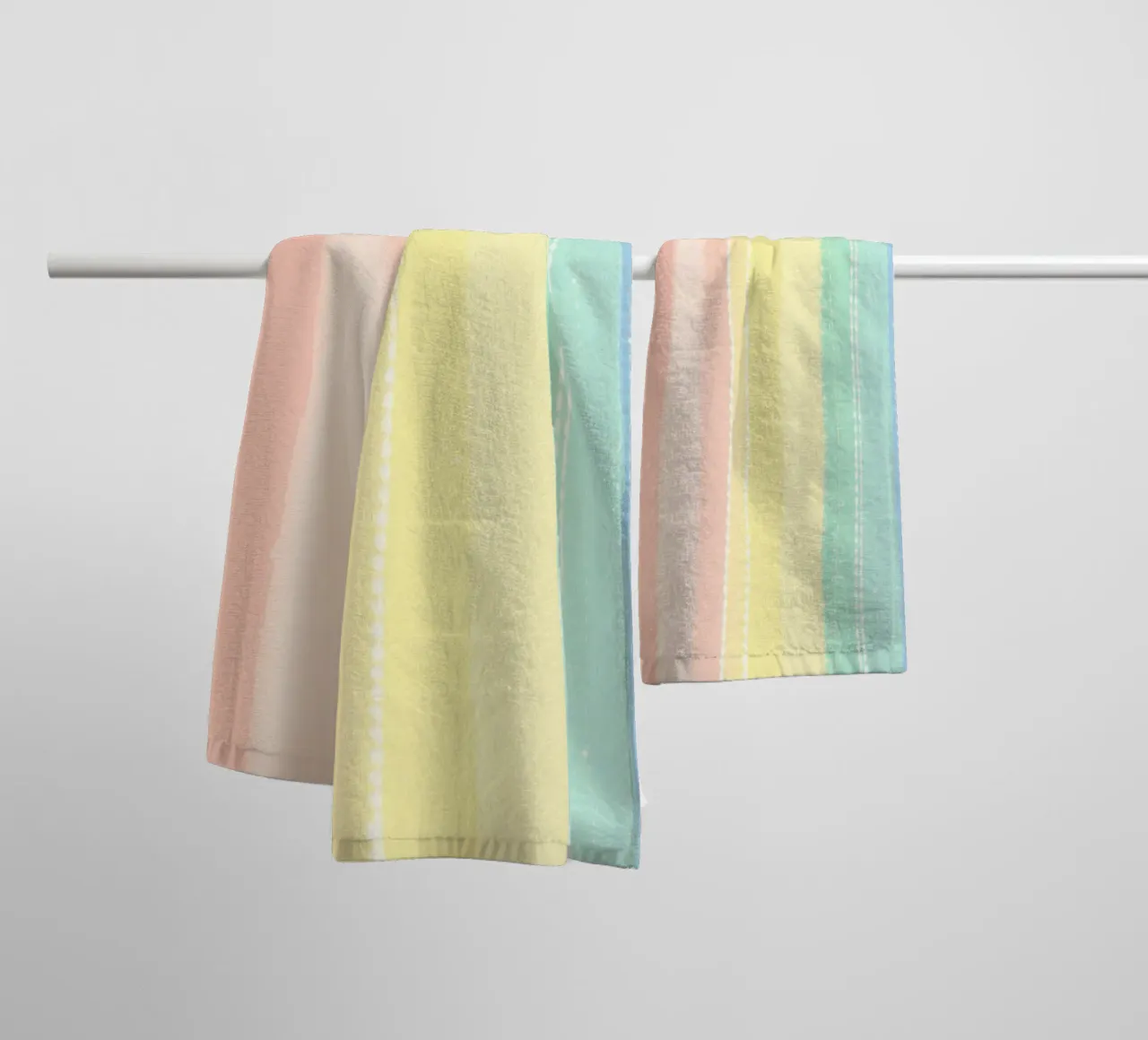 Soft pastel stripes create a calming visual effect towel by DesignDoodle