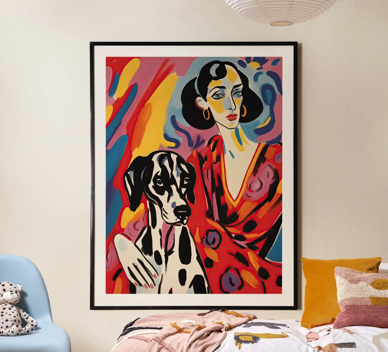 Femme-chien avec dalmatien | Peinture expressionniste poster de Autofocus