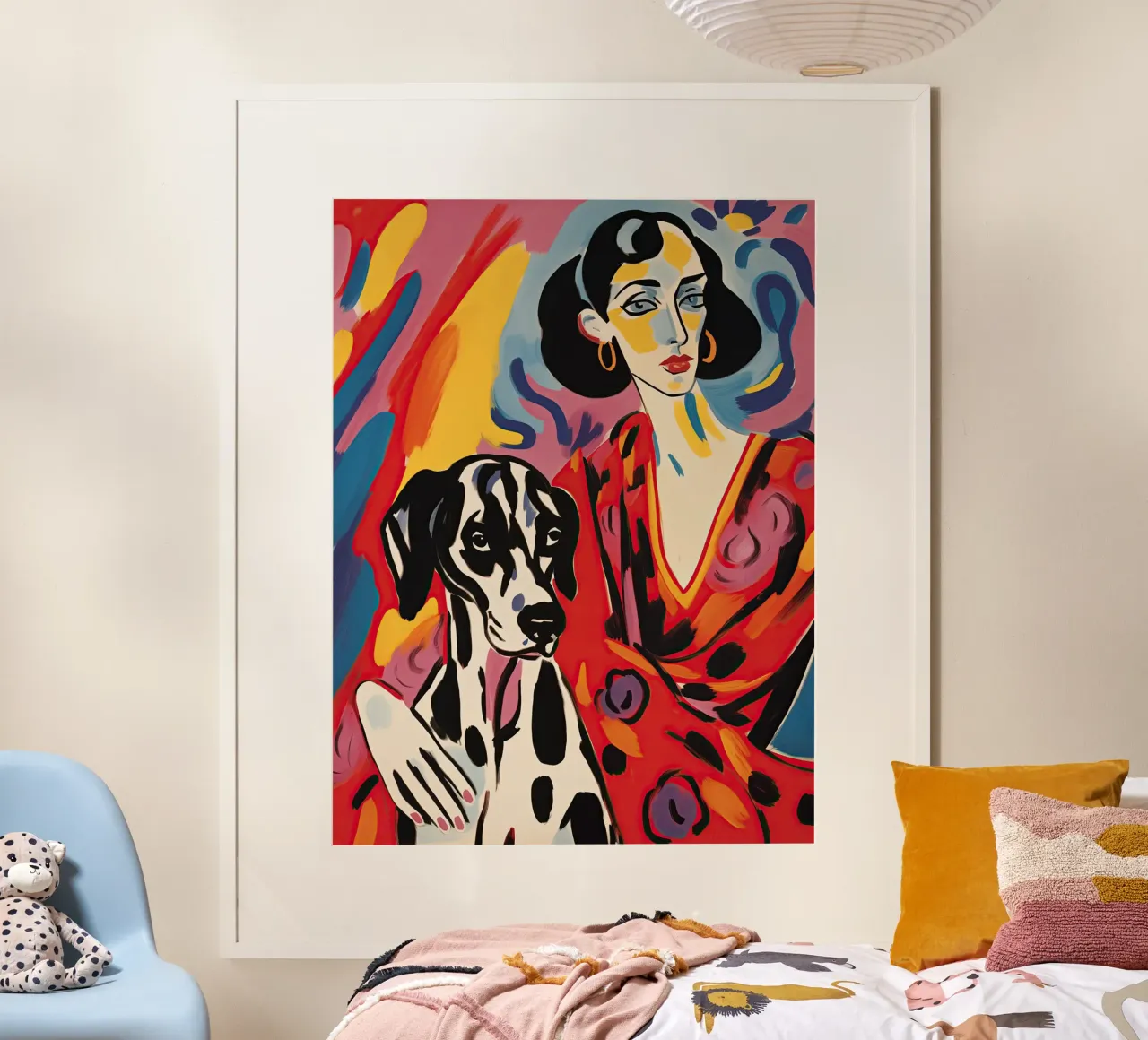 Femme-chien avec dalmatien | Peinture expressionniste poster de Autofocus