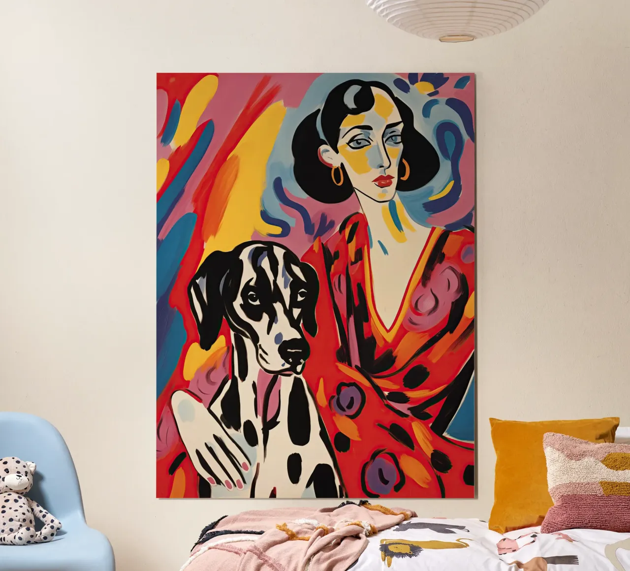 Femme-chien avec dalmatien | Peinture expressionniste poster de Autofocus