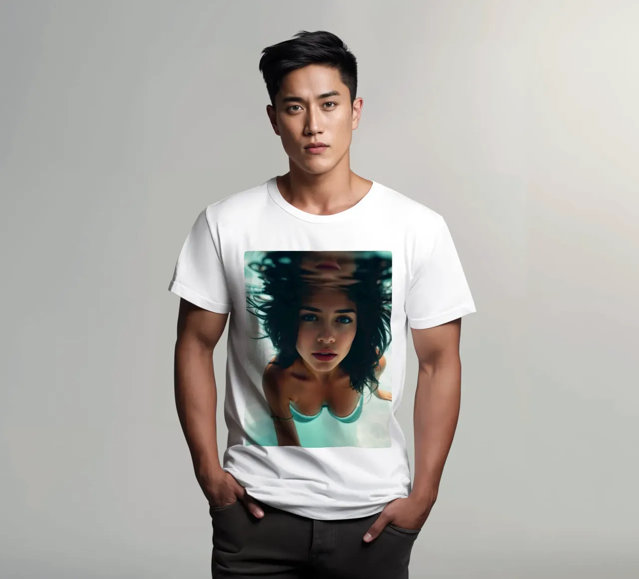 Donna che nuota sott'acqua in una piscina trasparente t-shirt da DesignDoodle