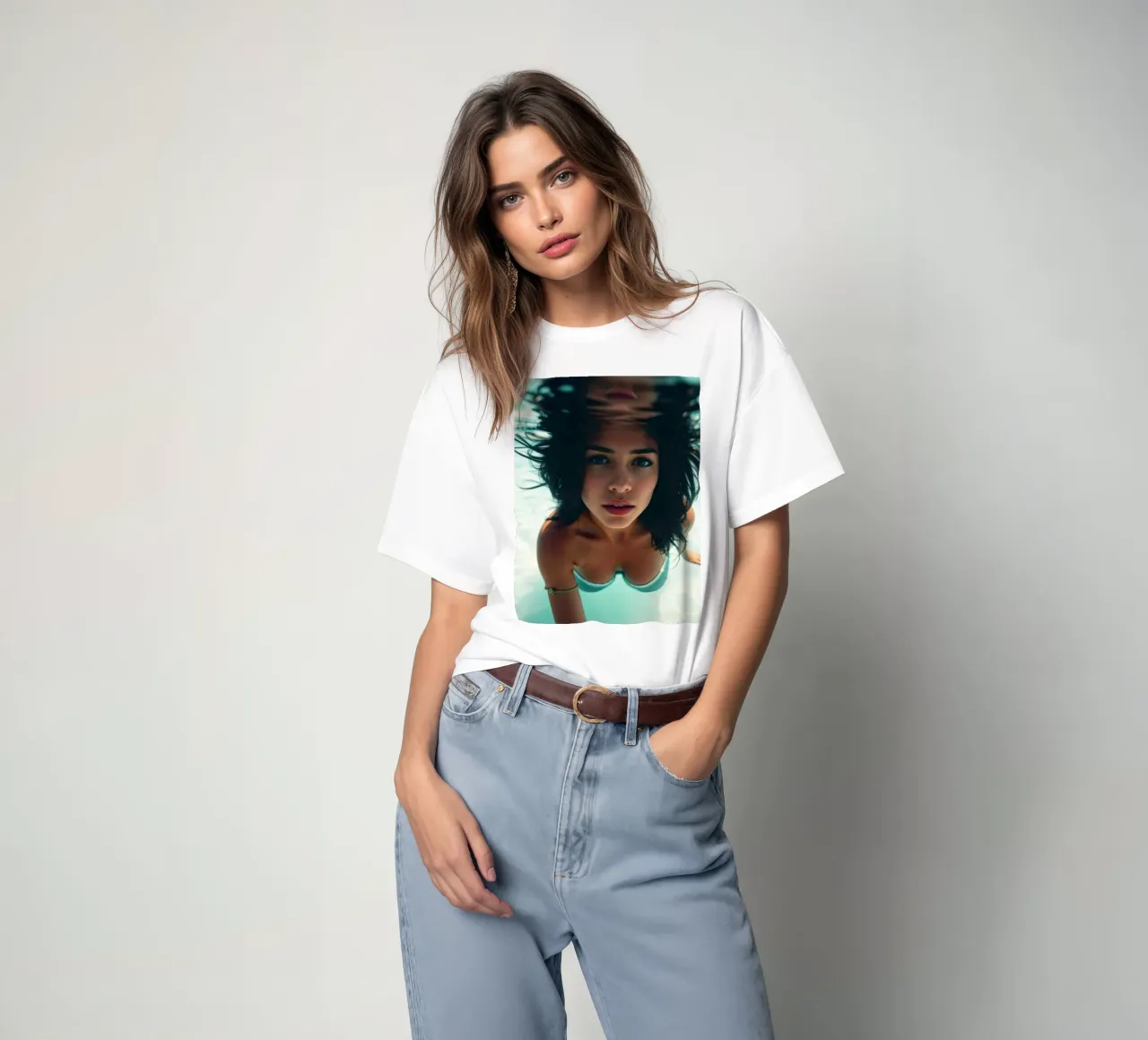 Donna che nuota sott'acqua in una piscina trasparente t-shirt da DesignDoodle
