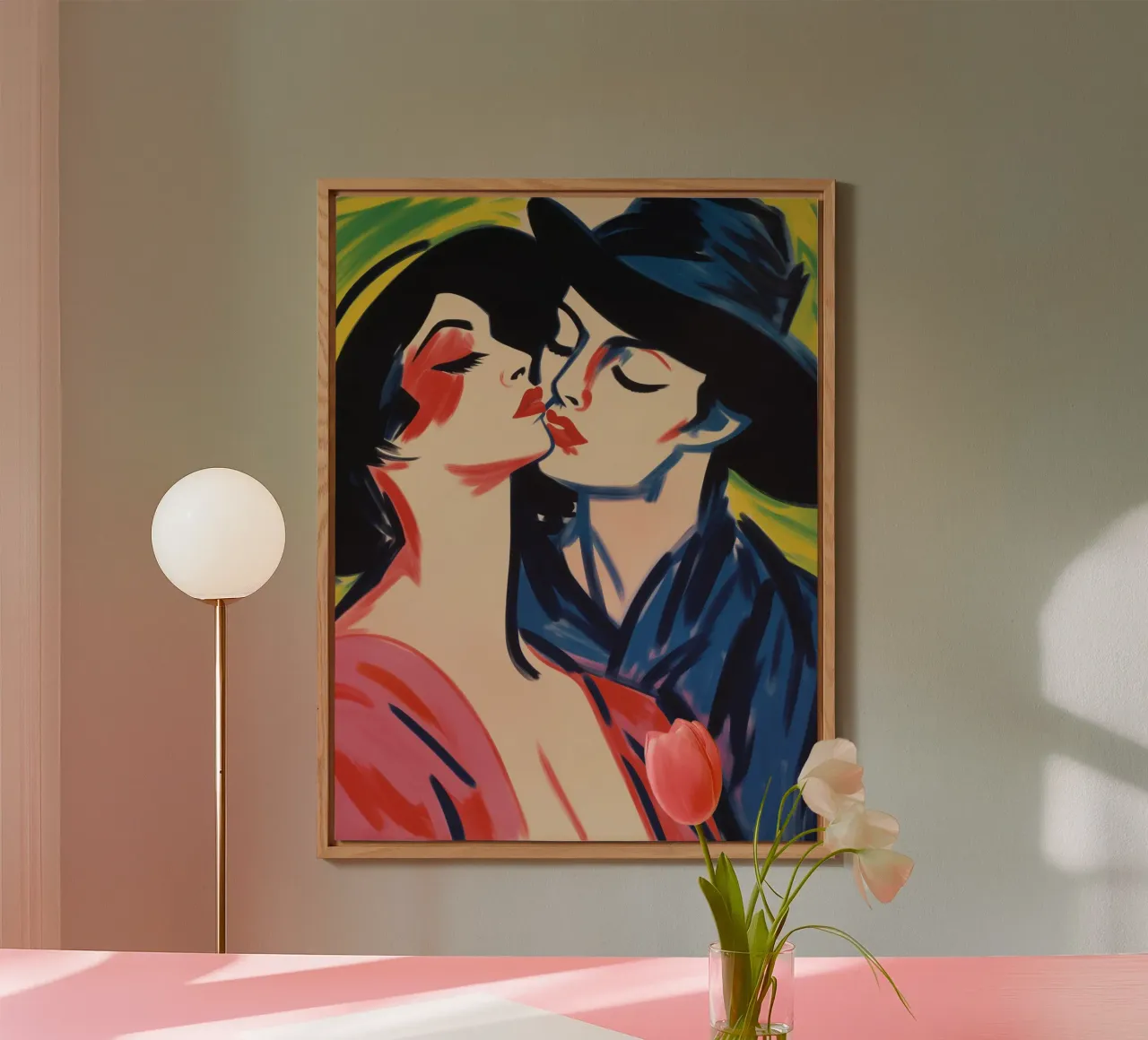 Amore tra donne | Pittura espressionista alluminio dibond da Autofocus