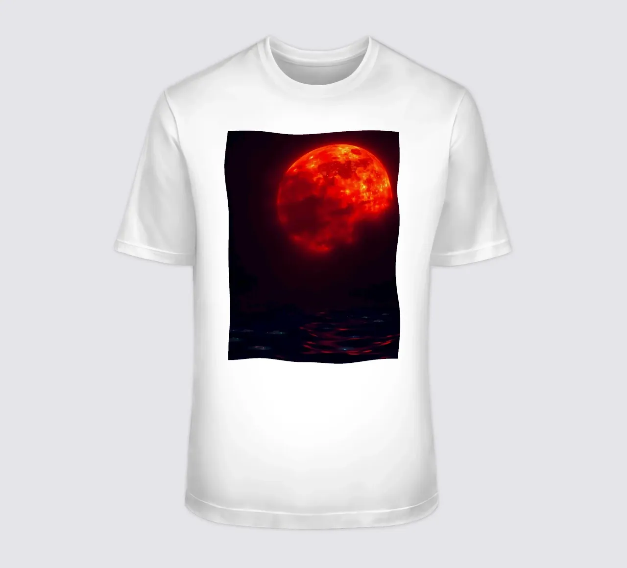 Moon reflects on dark water during a celestial event t-shirt by DesignDoodle