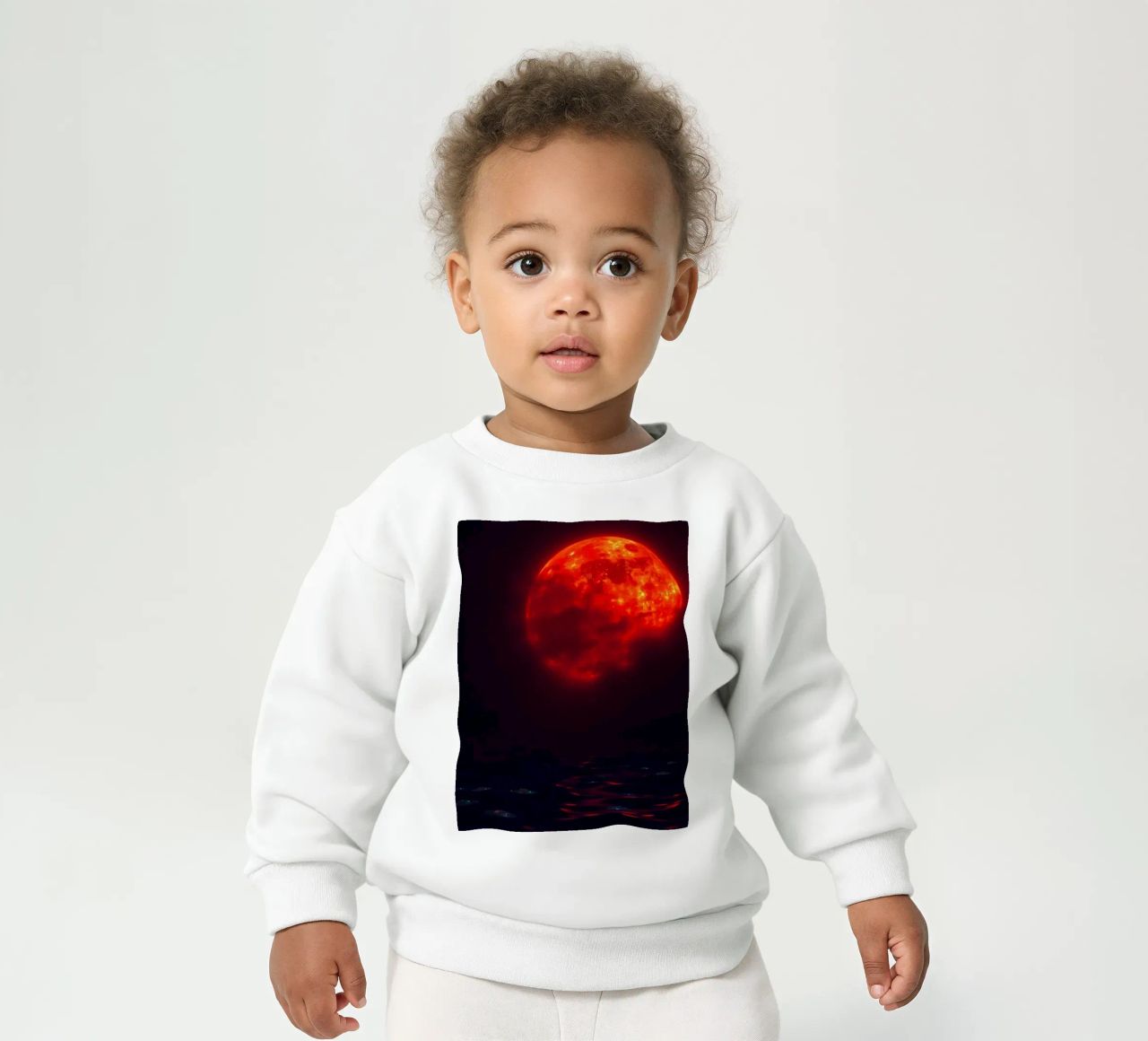 La luna si riflette sull'acqua scura durante un evento celeste felpa neonato da DesignDoodle