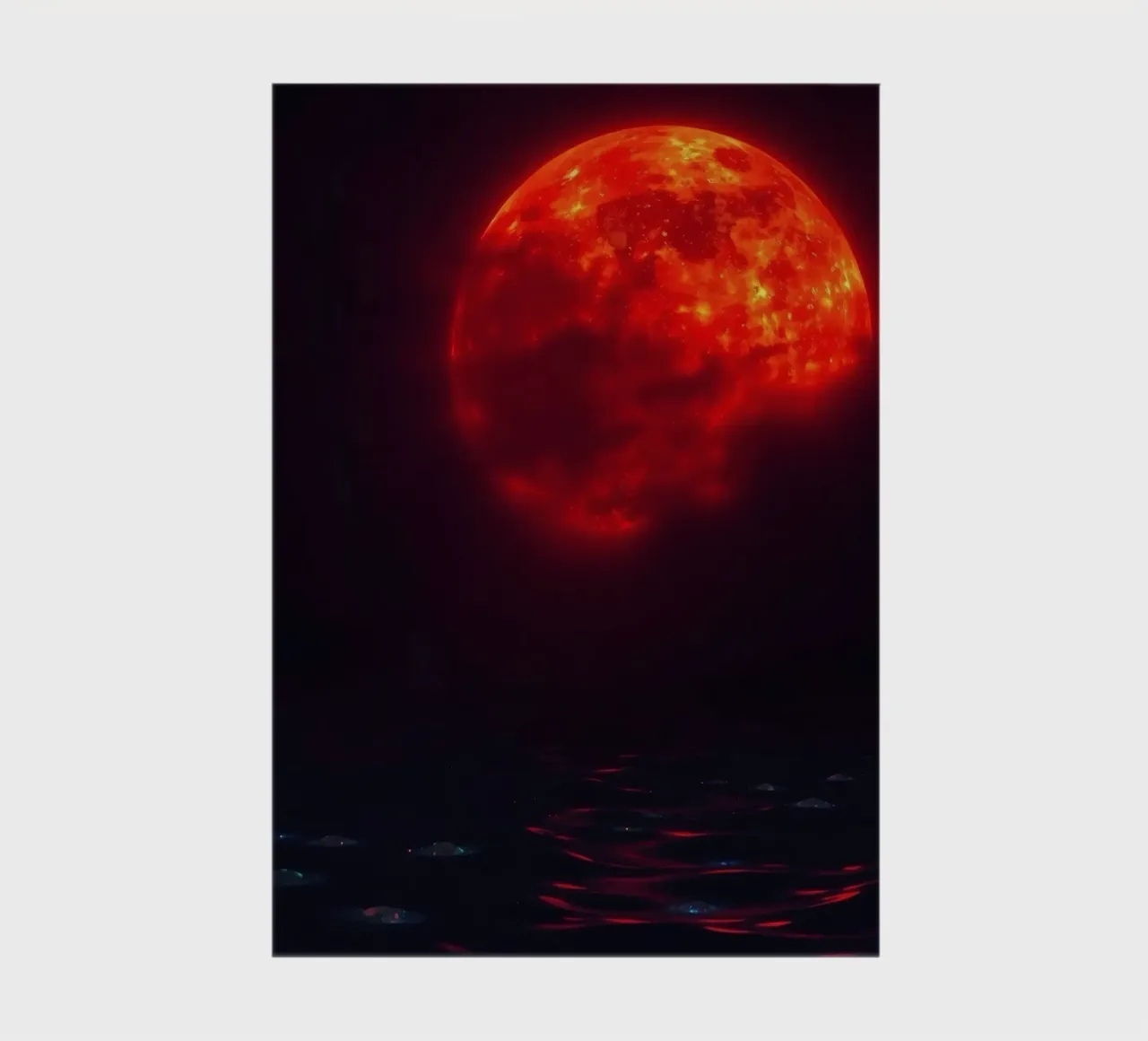 Moon reflects on dark water during a celestial event notebook by DesignDoodle