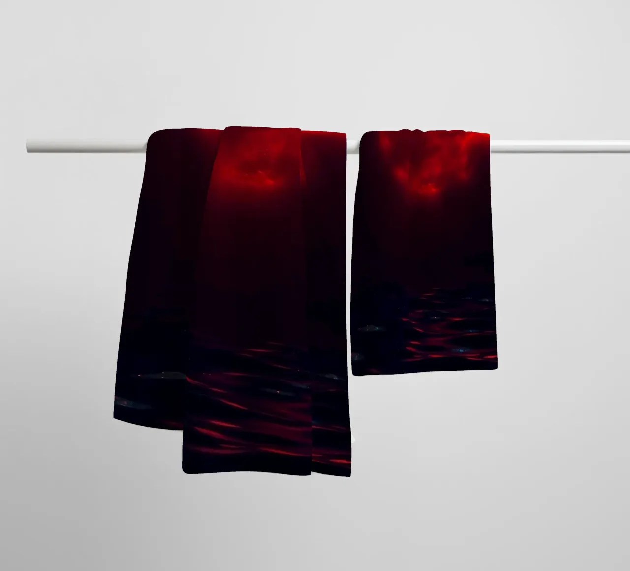 Moon reflects on dark water during a celestial event towel by DesignDoodle