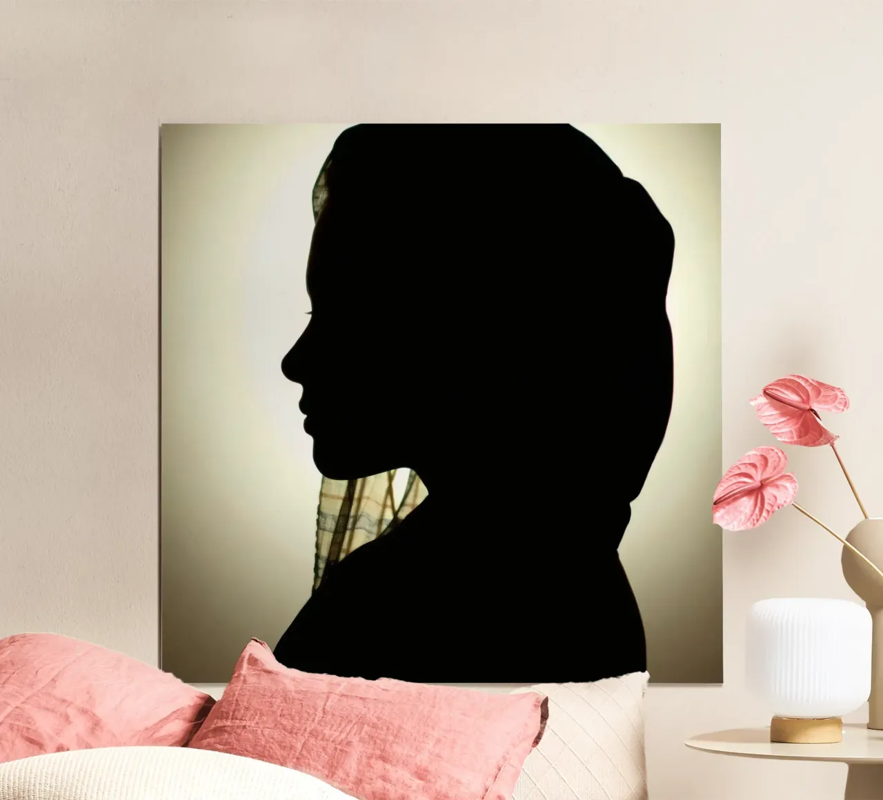 Silhouette einer Frau mit Kopftuch Hahnemühle von DesignDoodle