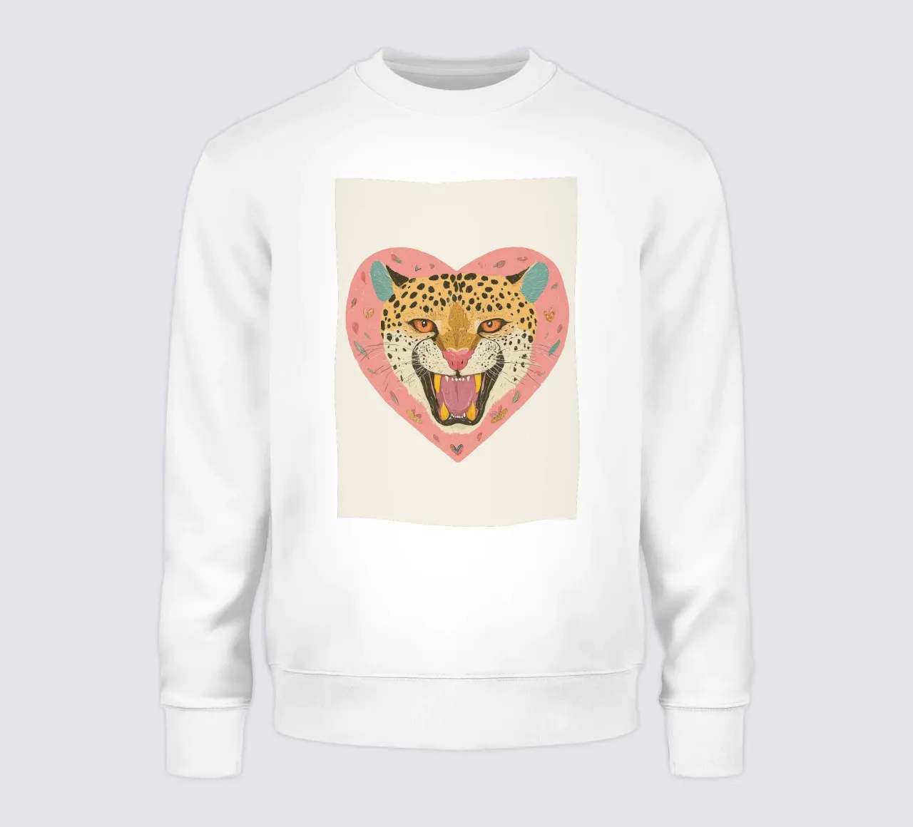 Impresión de moda, leopardo salvaje, impresión de corazón, arte moderno de pared sudadera de Boheme