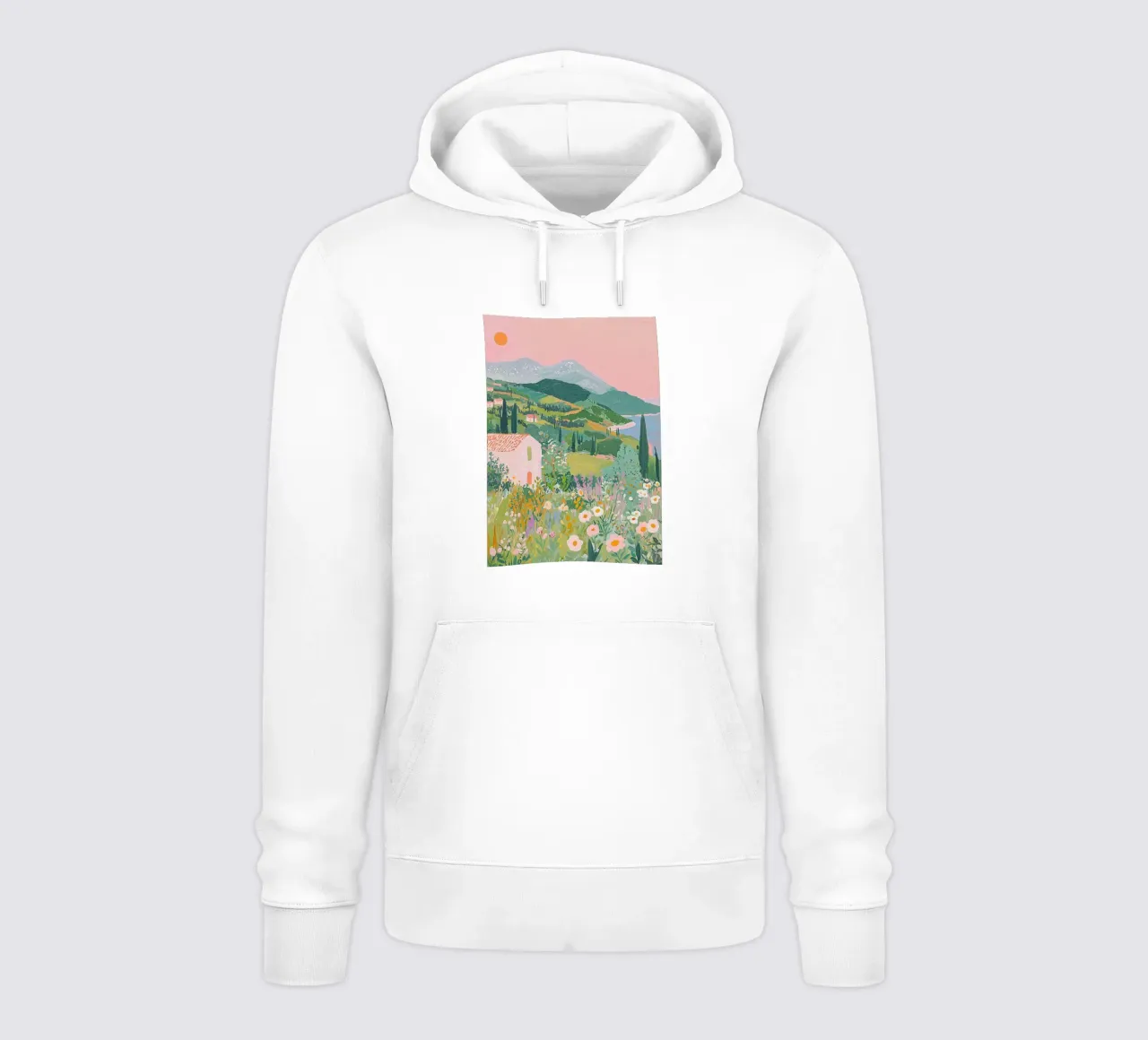 Paisaje abstracto en colores pastel, impresión moderna sudadera con capucha de Boheme