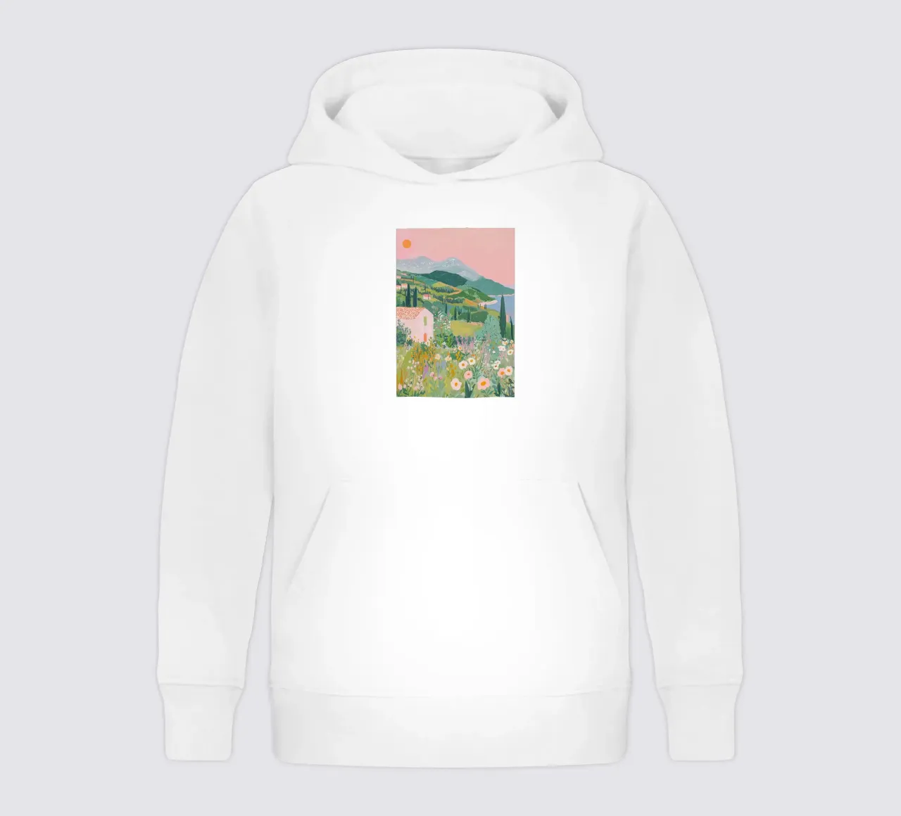 Pastel Abstract Landscape Wall Art, Modern Print kids hoodie by Boheme