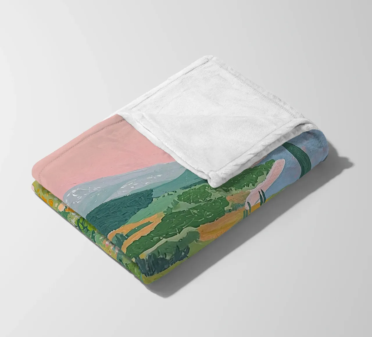 Pastel Abstract Landscape Wall Art, Modern Print fleece blanket by Boheme