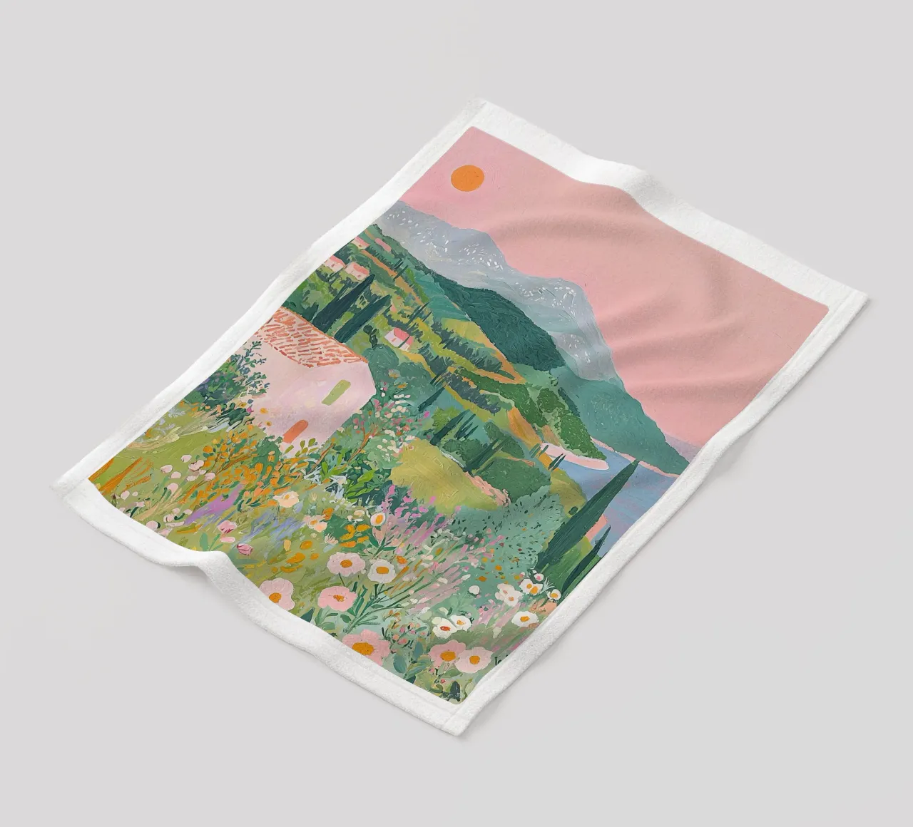 Pastel Abstract Landscape Wall Art, Modern Print fleece blanket by Boheme