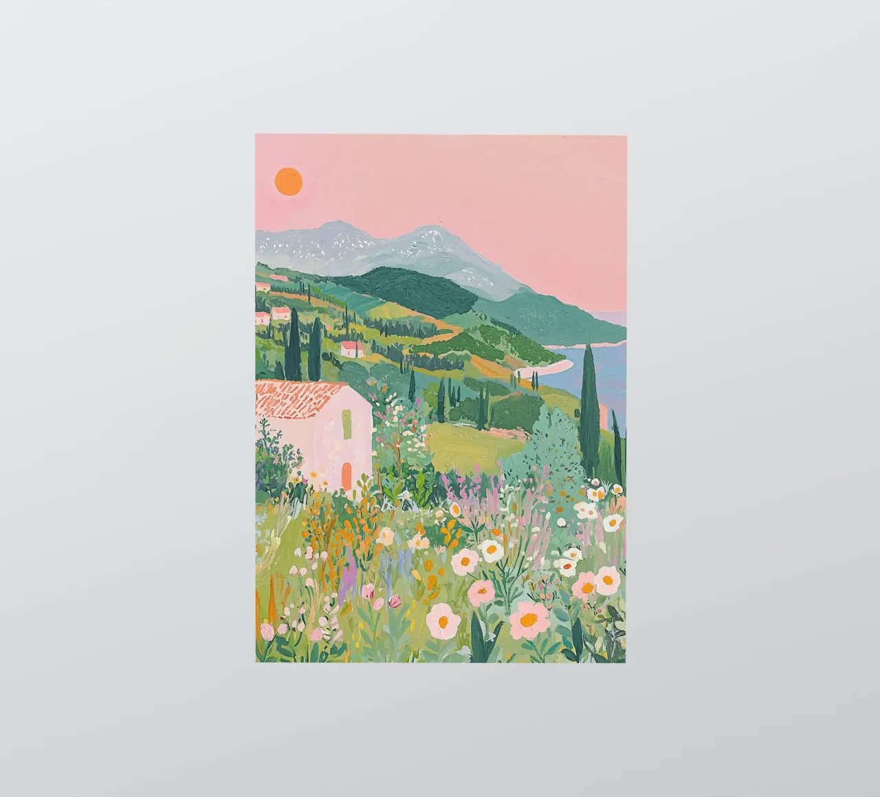Pastel Abstract Landscape Wall Art, Modern Print sticker by Boheme