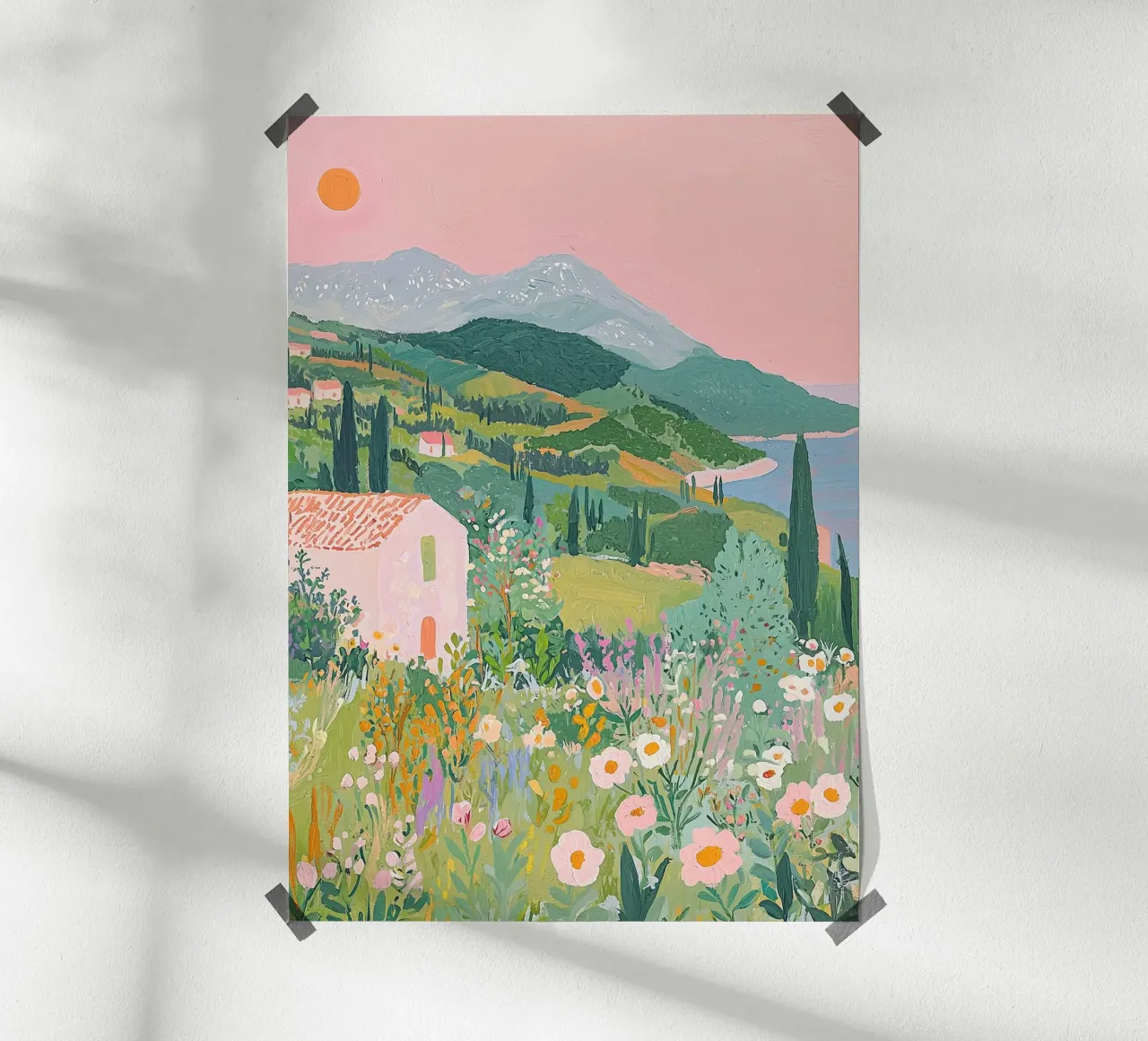 Pastel Abstract Landscape Wall Art, Modern Print poster by Boheme