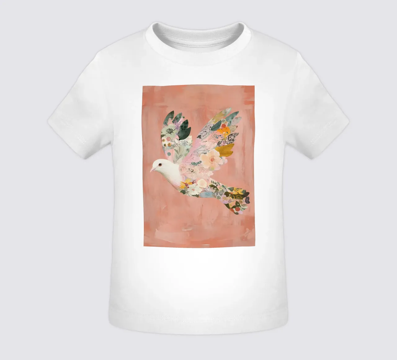 Poster floral abstrait colombe, art mural pastel, impression naissance t-shirt pour bébé de Boheme