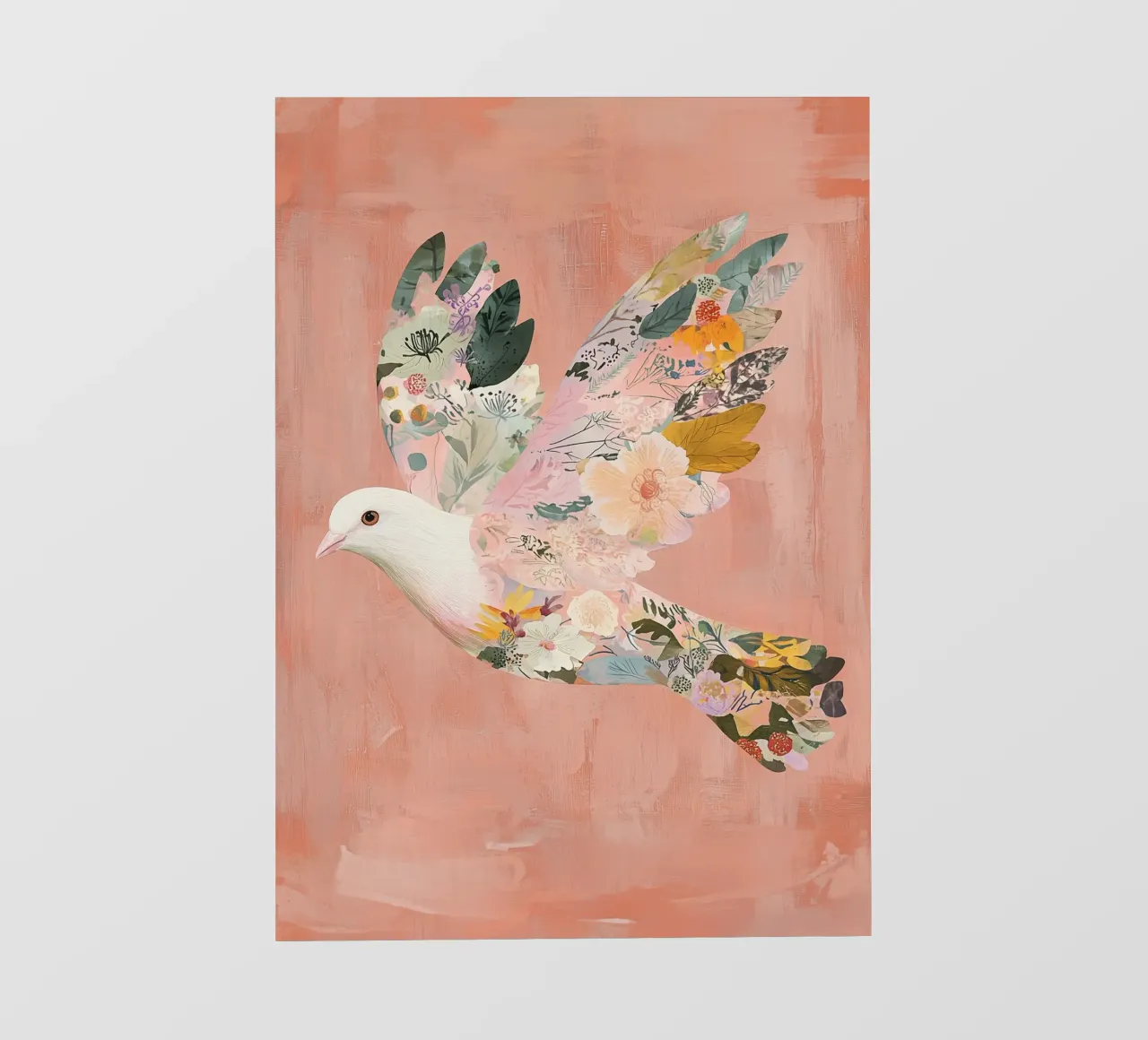 Floral Abstract Dove Poster, Pastel Wall Art, Birth Print photo wallpaper by Boheme