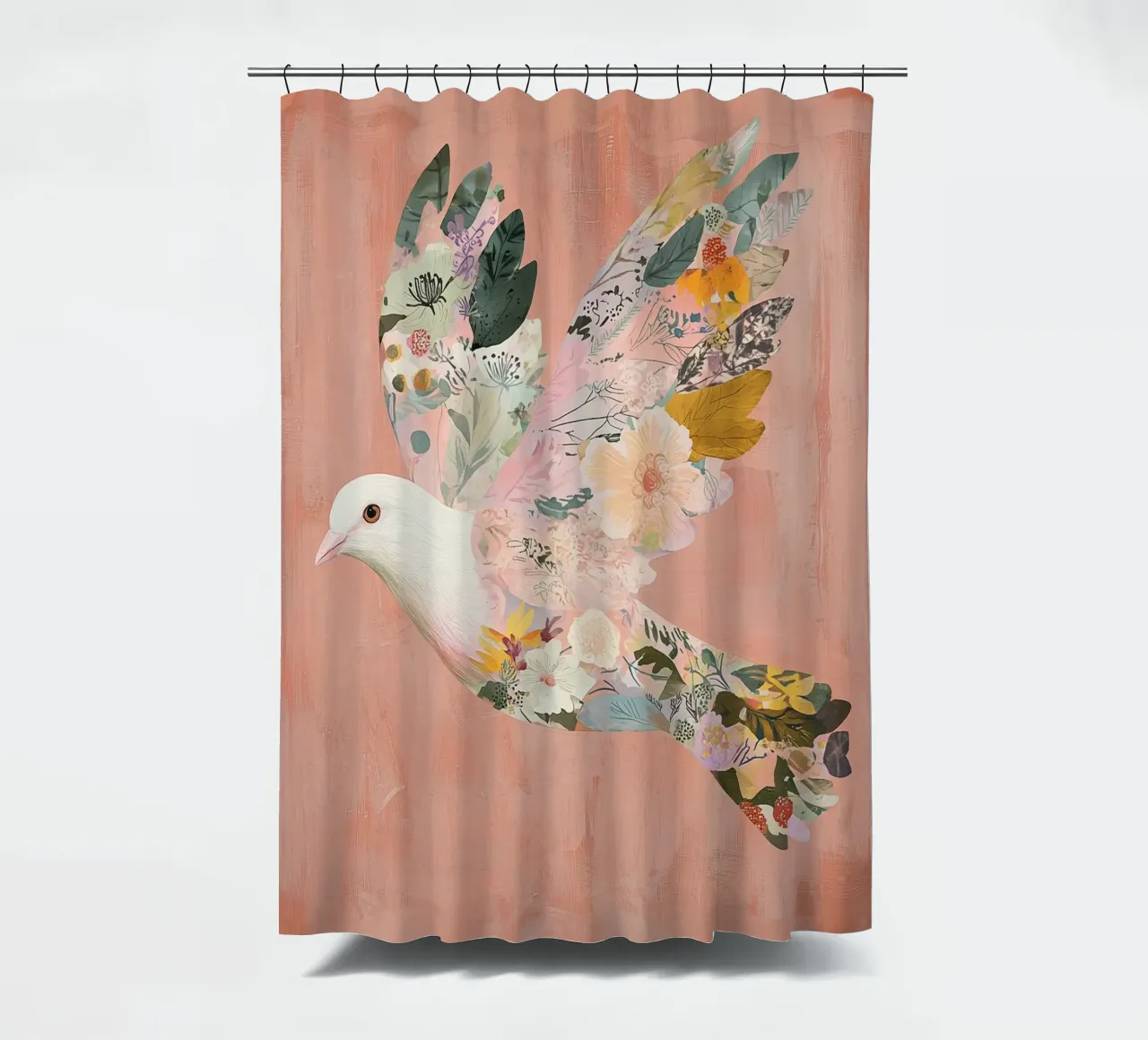 Floral Abstract Dove Poster, Pastel Wall Art, Birth Print shower curtain by Boheme