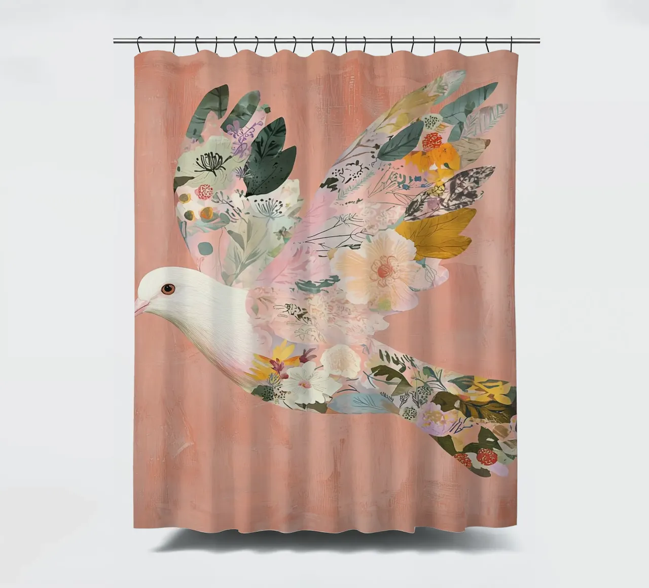 Floral Abstract Dove Poster, Pastel Wall Art, Birth Print shower curtain by Boheme