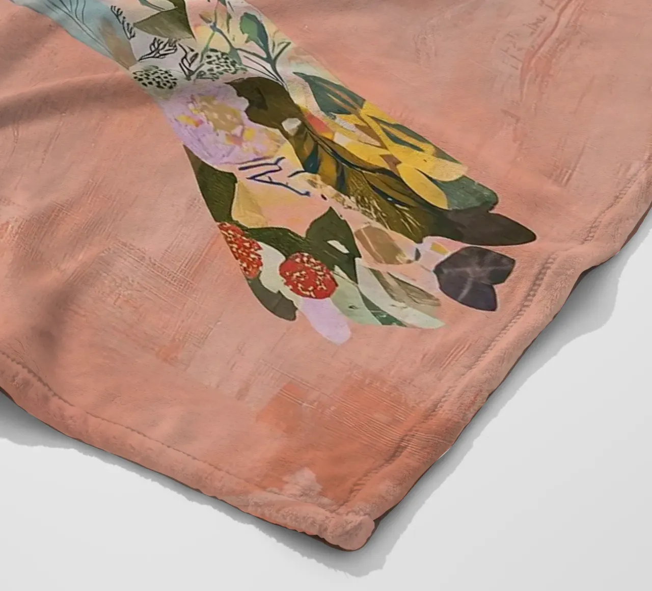 Floral Abstract Dove Poster, Pastel Wall Art, Birth Print fleece blanket by Boheme