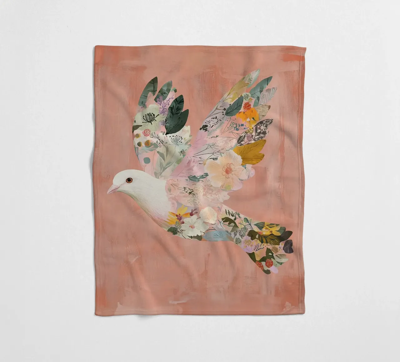 Floral Abstract Dove Poster, Pastel Wall Art, Birth Print fleece blanket by Boheme