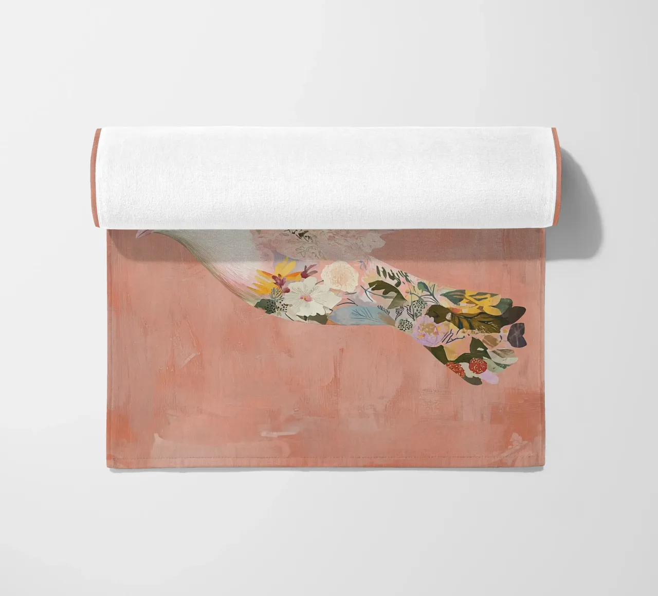 Floral Abstract Dove Poster, Pastel Wall Art, Birth Print beach towel by Boheme