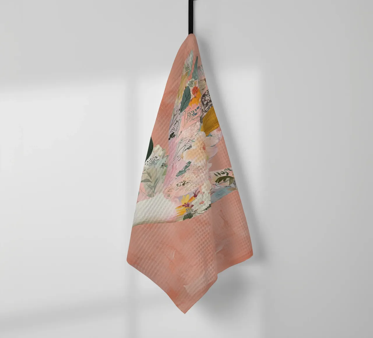 Floral Abstract Dove Poster, Pastel Wall Art, Birth Print tea towel by Boheme