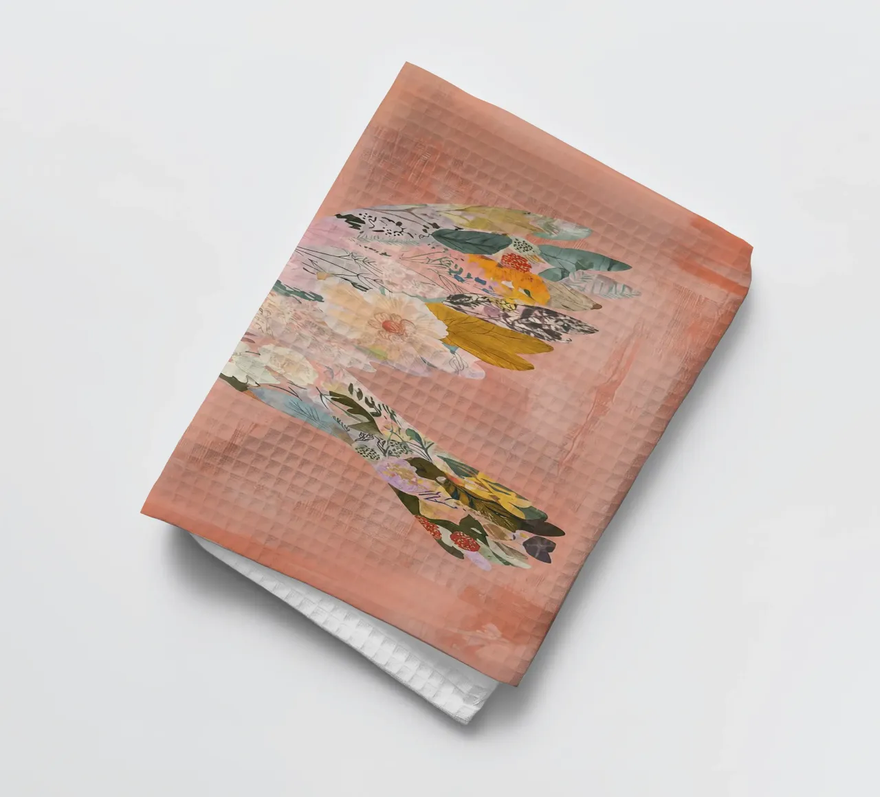 Floral Abstract Dove Poster, Pastel Wall Art, Birth Print tea towel by Boheme