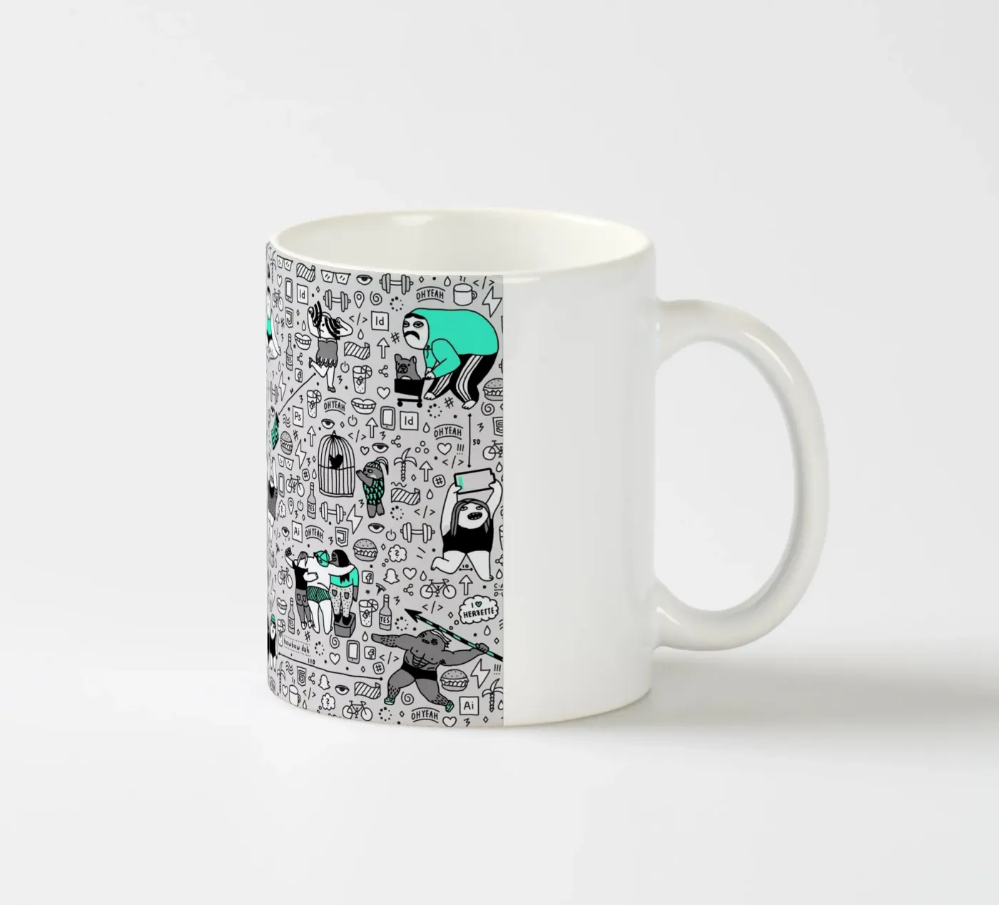 Kool Kids Pattern ceramic mug by Herzette